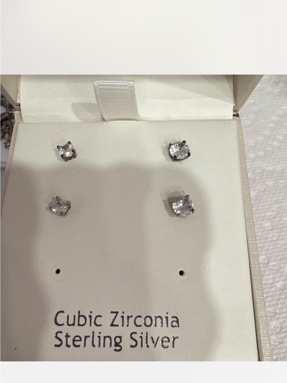 Sterling Silver Cubic Zirconia Stud Earrings - Clear Sparkle Set